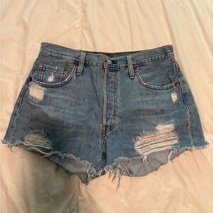 Levi's Blue Distressed Jean Shorts